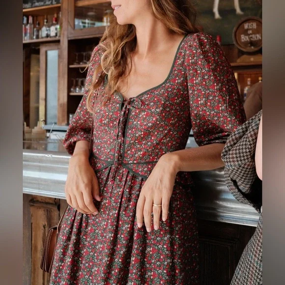 Christy Dawn The Narcissa Dress in Evergreen Apple Harvest - Picture 13 of 15